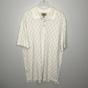 Foundry Blue and White Diamond Design Short Sleeve Polo 2XLT